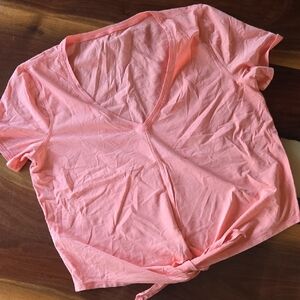 lululemon athletica Pink Tie-Front V-Neck Tee